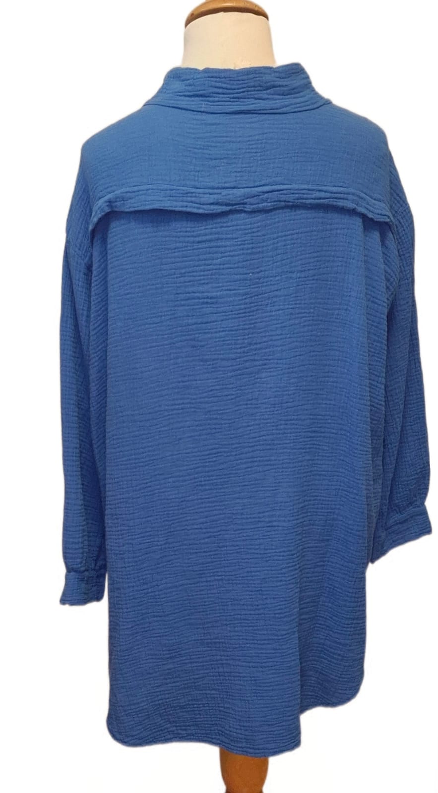BASIC Oversize Lange Musselin Hemdbluse in verschiedenen Farben Made in Italy