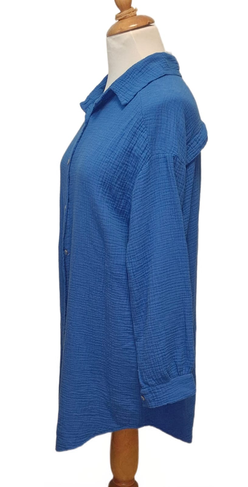 BASIC Oversize Lange Musselin Hemdbluse in verschiedenen Farben Made in Italy