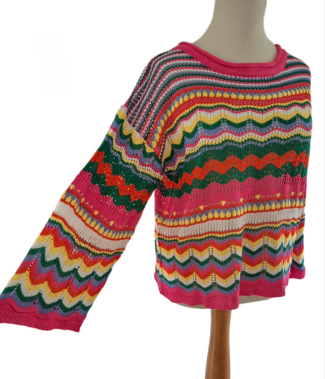 Sommer Strickpullover mit Trompeten Ärmeln