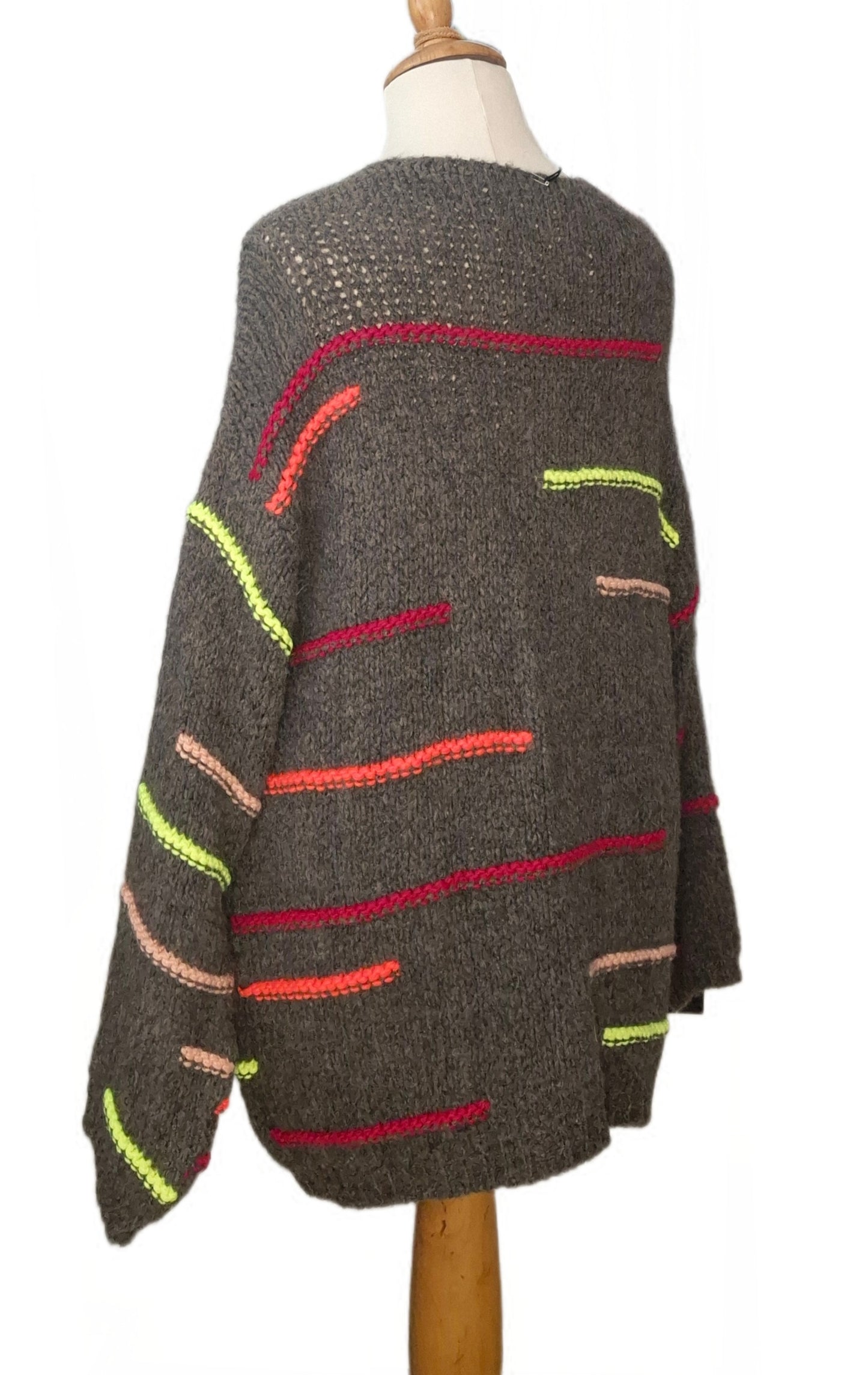 Strickcardigan mit farbigen Streifen