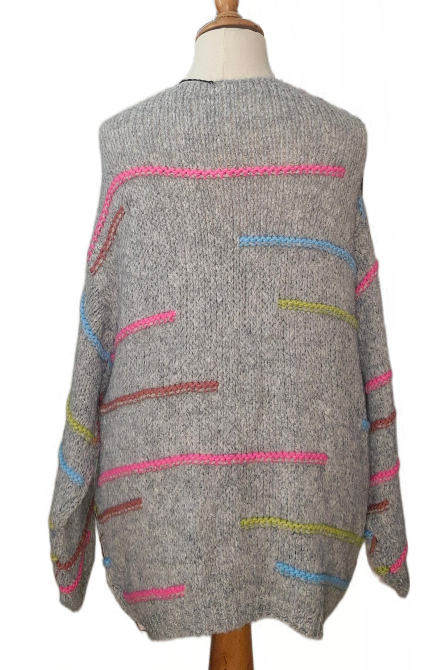 Strickcardigan mit farbigen Streifen