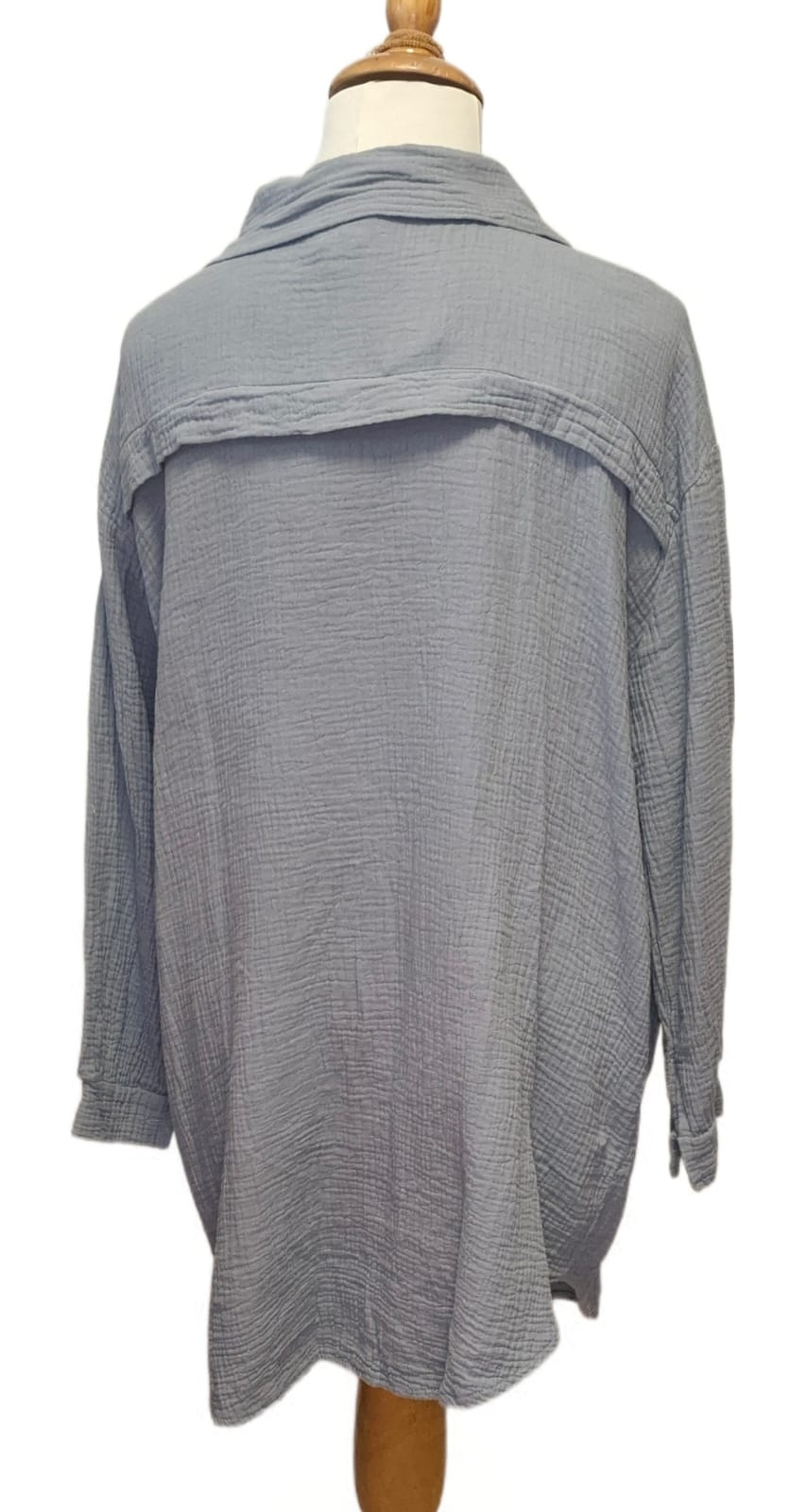 BASIC Oversize Lange Musselin Hemdbluse in verschiedenen Farben Made in Italy