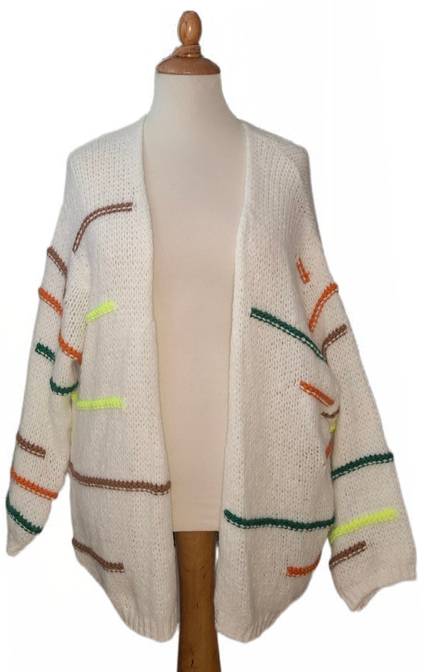 Strickcardigan mit farbigen Streifen