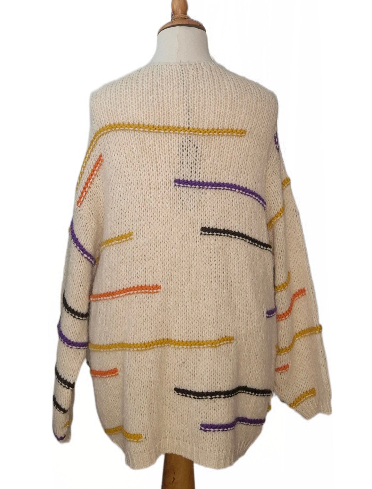 Strickcardigan mit farbigen Streifen
