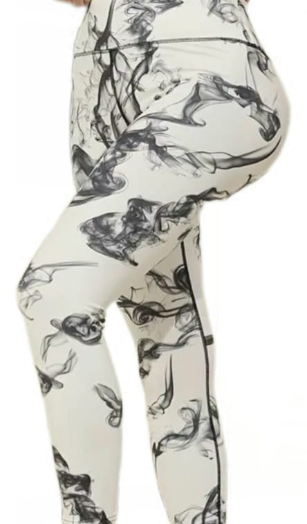 Sport und Freizeit Leggings weiß/schwarz gemustert
