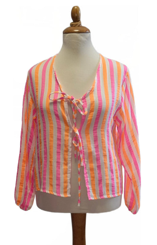 Musselin Blusen Jäckchen Pink Streifen