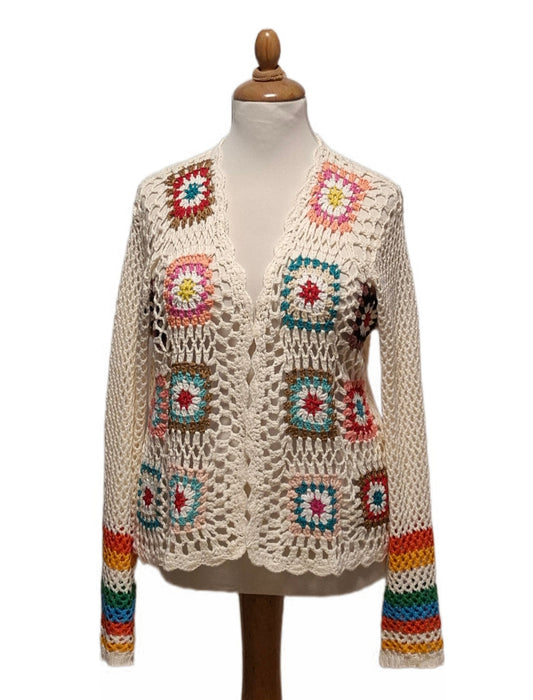 Sommer Häkeljacke  mit Trompeten Ärmeln in zwei Farben