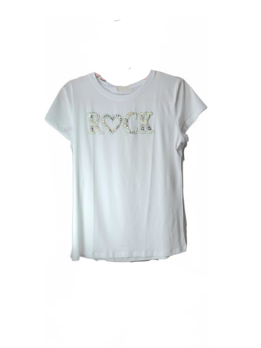T-Shirt mit Schrift Rock von Miss Kiss