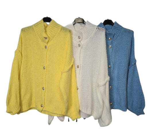 Strick Cardigan mit Goldsilberknöpfen in verschiedenen Farben