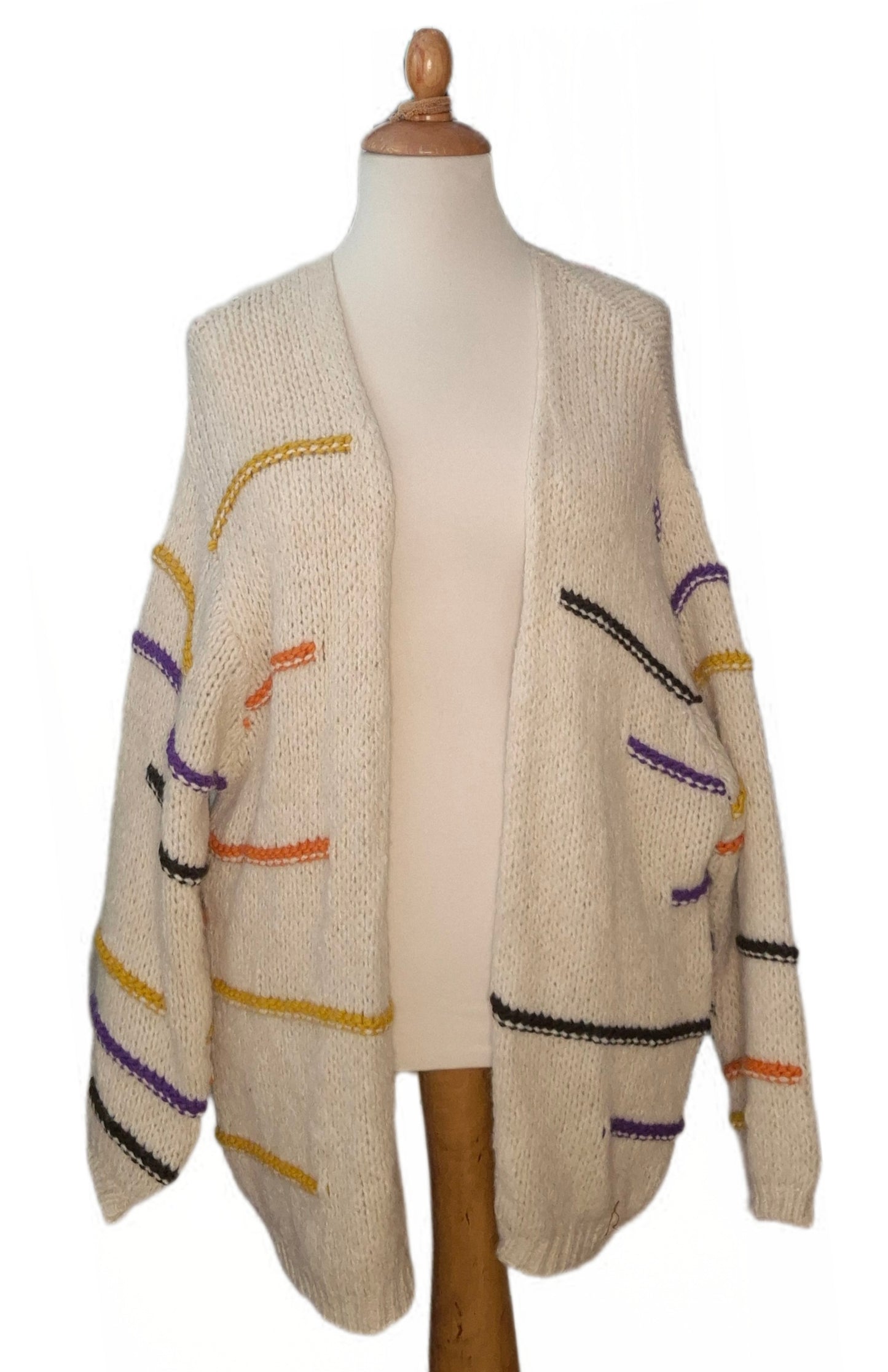 Strickcardigan mit farbigen Streifen