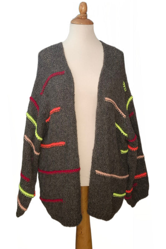 Strickcardigan mit farbigen Streifen
