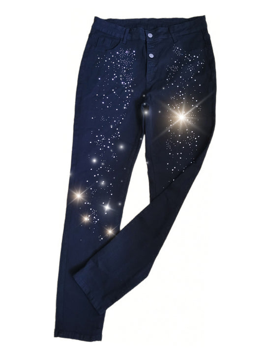 Blingbling Jeanshose hoher Bund XXL