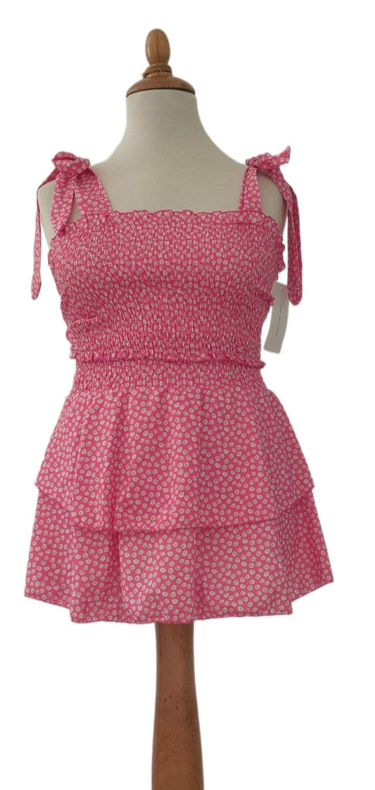Sommerlicher 2-Teiler Top -Rock mit Mini Blüten
