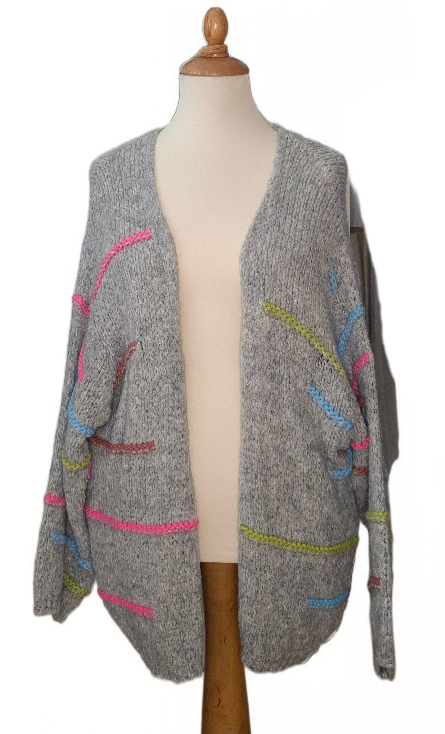 Strickcardigan mit farbigen Streifen