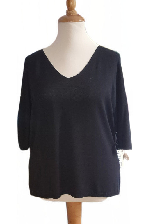 Basic Pullover Kurzarm V-Ausschnitt