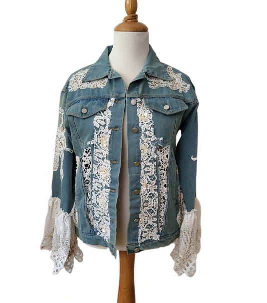 Jeansjacke Spitzen Design
