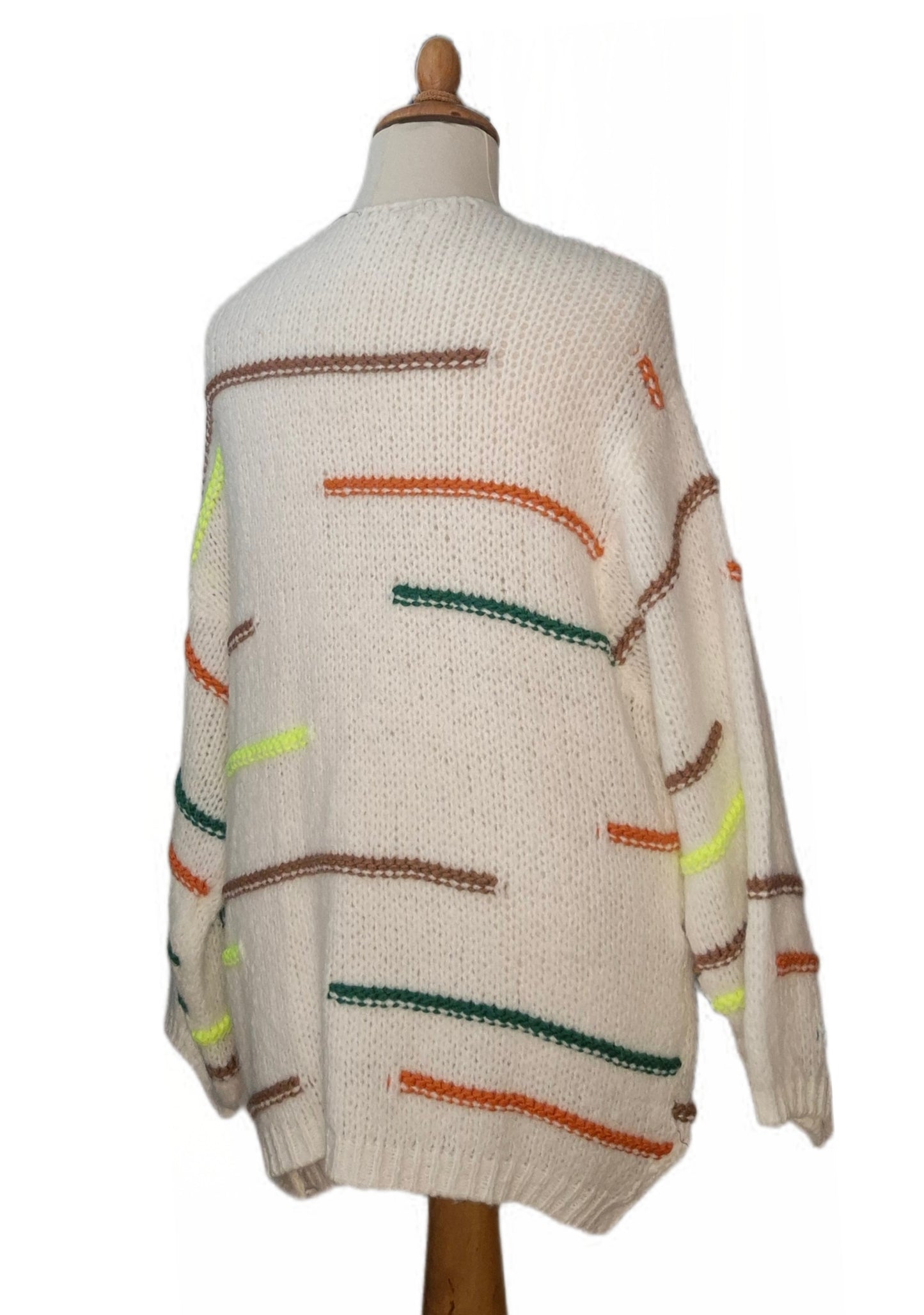 Strickcardigan mit farbigen Streifen